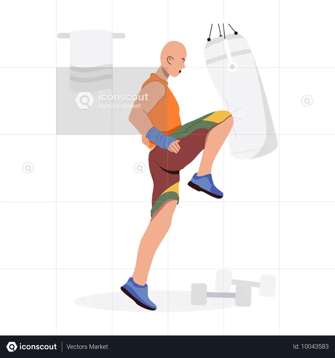 Männlicher Boxer beim Boxen  Illustration