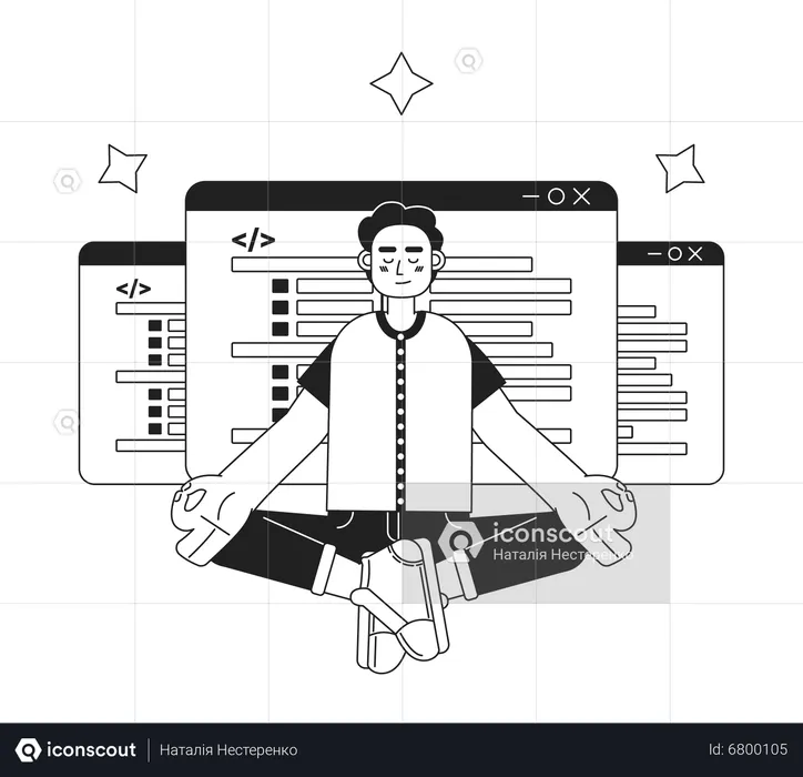 Männlicher Entwickler beim Meditieren  Illustration