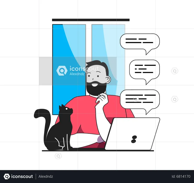Männlicher Freiberufler, der am Laptop arbeitet  Illustration