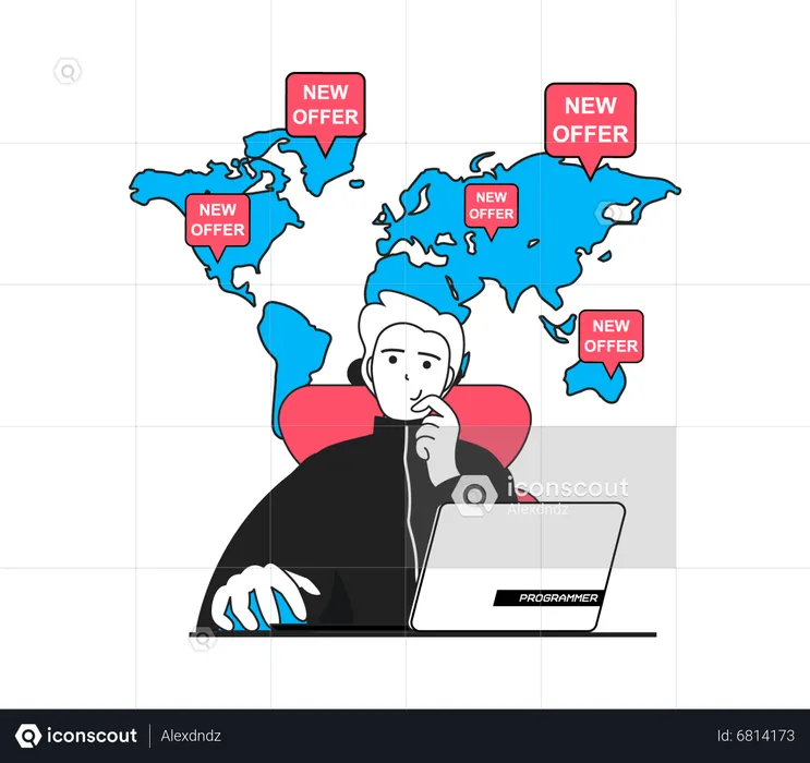 Männlicher Freiberufler bekommt Arbeitsangebot  Illustration