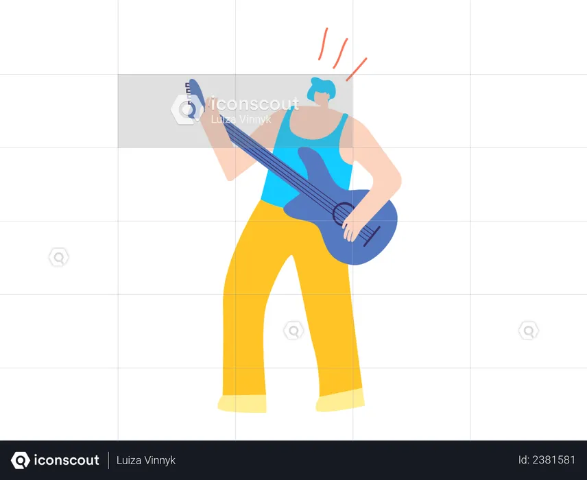 Männlicher Gitarrist spielt Gitarre  Illustration