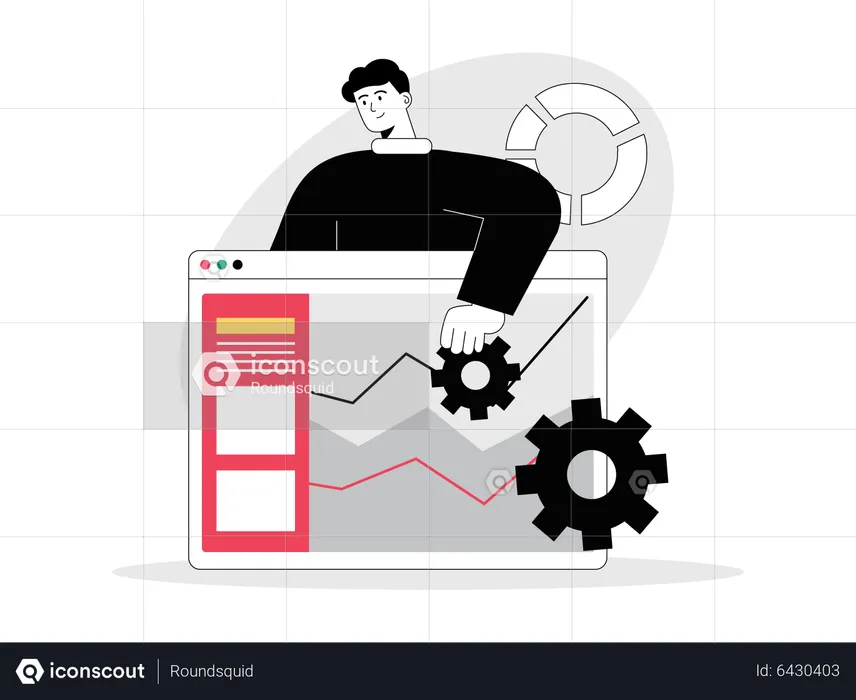 Männlicher Händler führt technische Onlineanalyse durch  Illustration