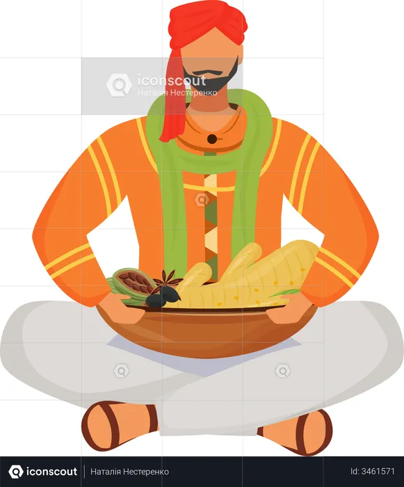 Männlicher Indianer mit Gewürzen  Illustration