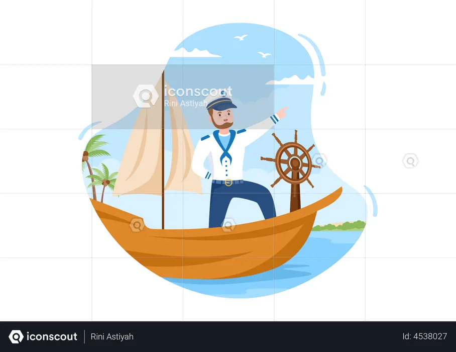 Männlicher Kreuzfahrtschiffkapitän  Illustration