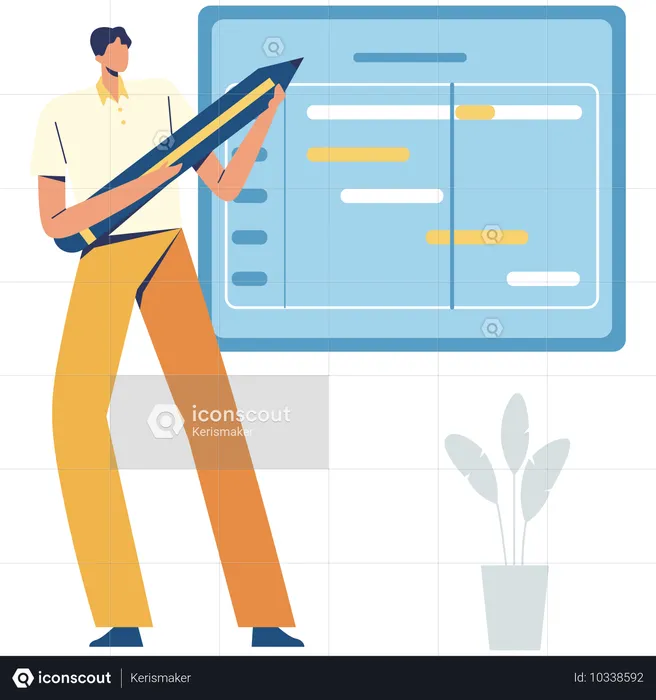 Männlicher Mitarbeiter bei der Aufgabenplanung  Illustration