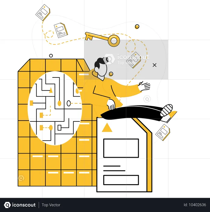 Männlicher Mitarbeiter arbeitet an Optimierungstechniken  Illustration