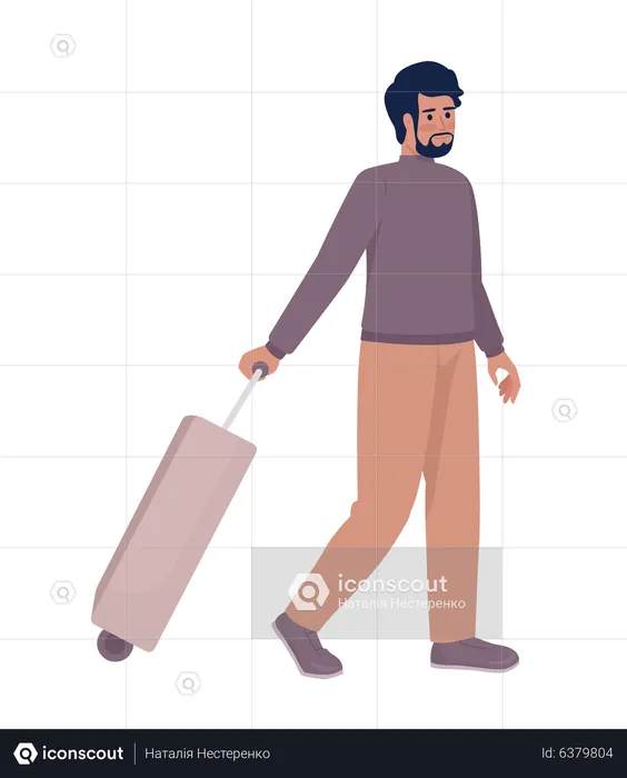 Männlicher Passagier mit Trolley geht an Bord  Illustration