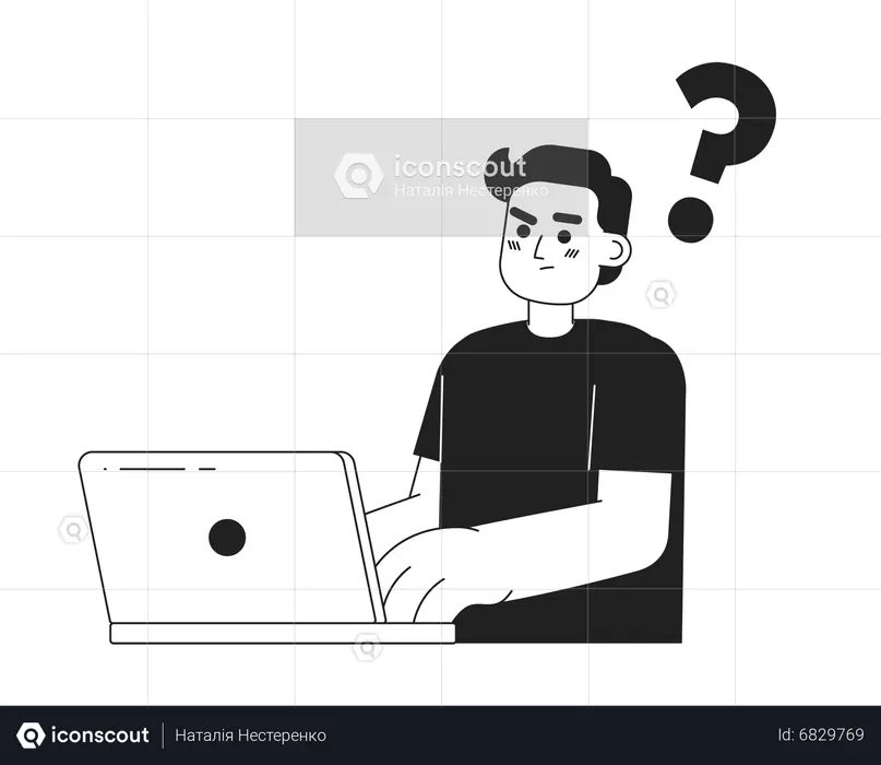 Männlicher Programmierer arbeitet am Laptop  Illustration