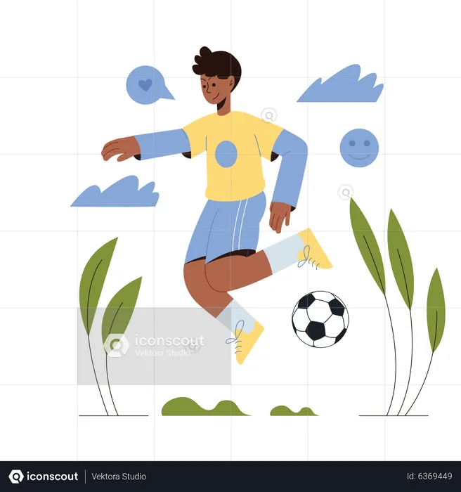 Männlicher Sportler, der Fußball spielt  Illustration