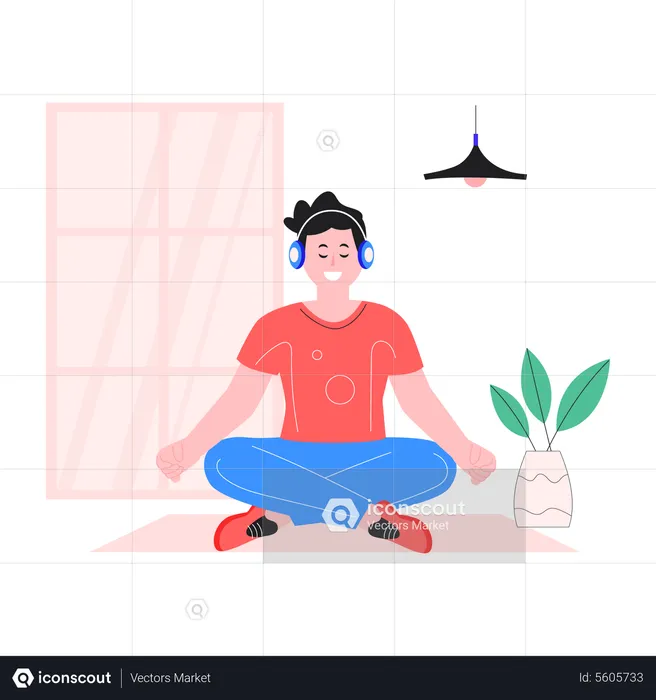 Männlicher Trainer macht Yoga  Illustration