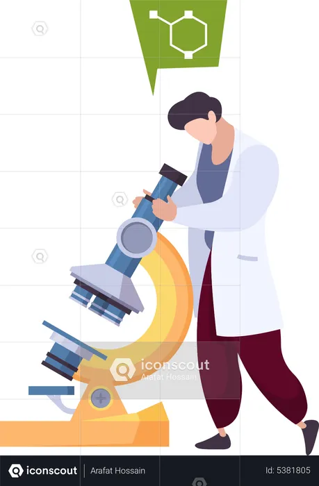 Männlicher Wissenschaftler erforscht DNA  Illustration