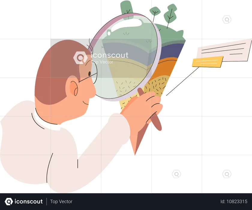 Männlicher Wissenschaftler misst den Status der Erdatmosphäre  Illustration