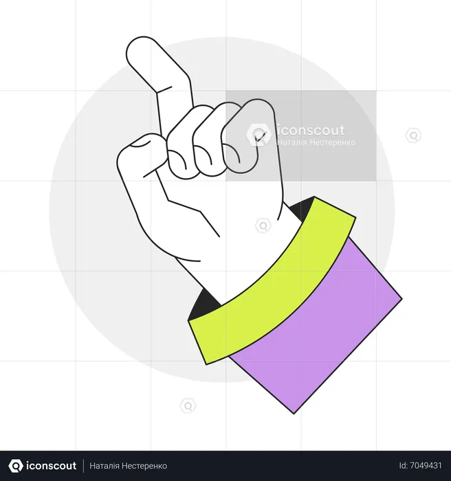 Mano levantada con el dedo índice listo para tocar  Ilustración