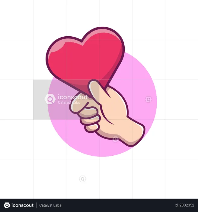 Mano sosteniendo el corazón  Ilustración