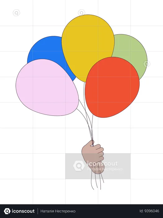 Manojo de globos aerostáticos sosteniendo  Ilustración