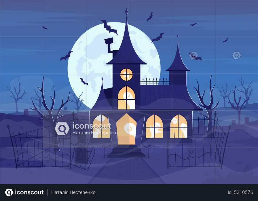 Mansion with ghosts  Illustration