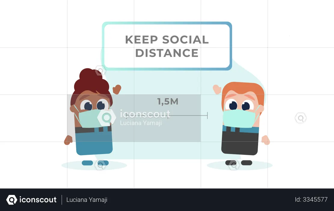 Mantener la pauta de distancia social para niños  Ilustración