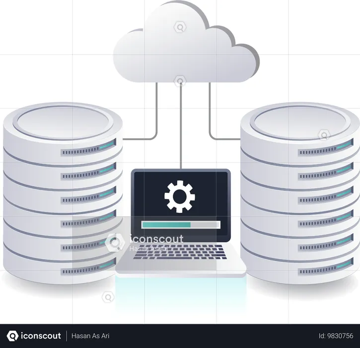 Mantener el crecimiento de los servidores de bases de datos en la tecnología de la nube  Ilustración