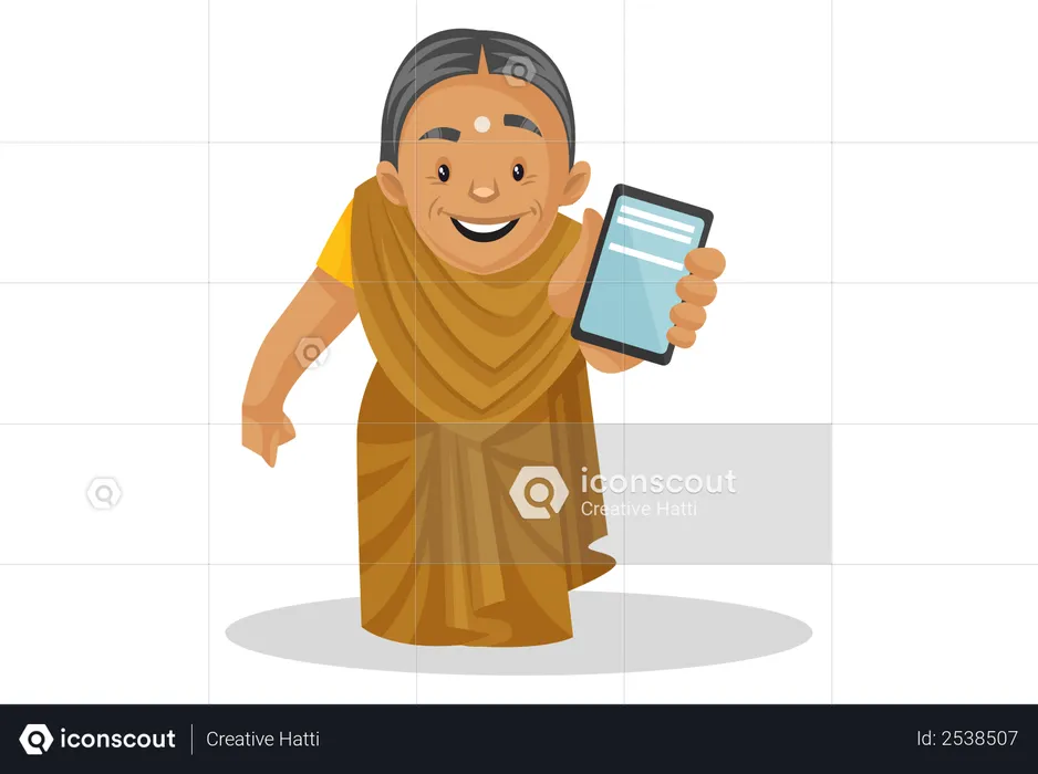Manthra showing mobile  Illustration