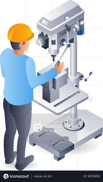 Manual drilling machine system operator  Illustration