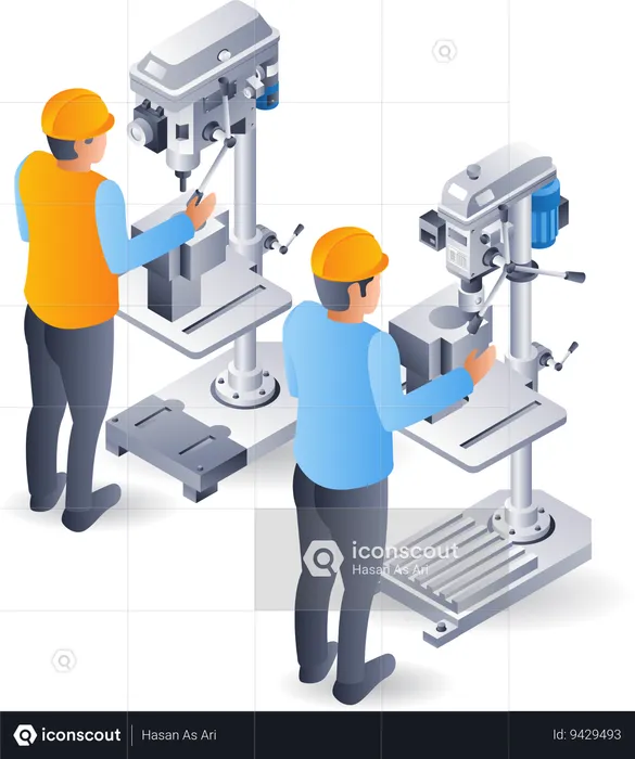 Manual drilling with machine operator  Illustration