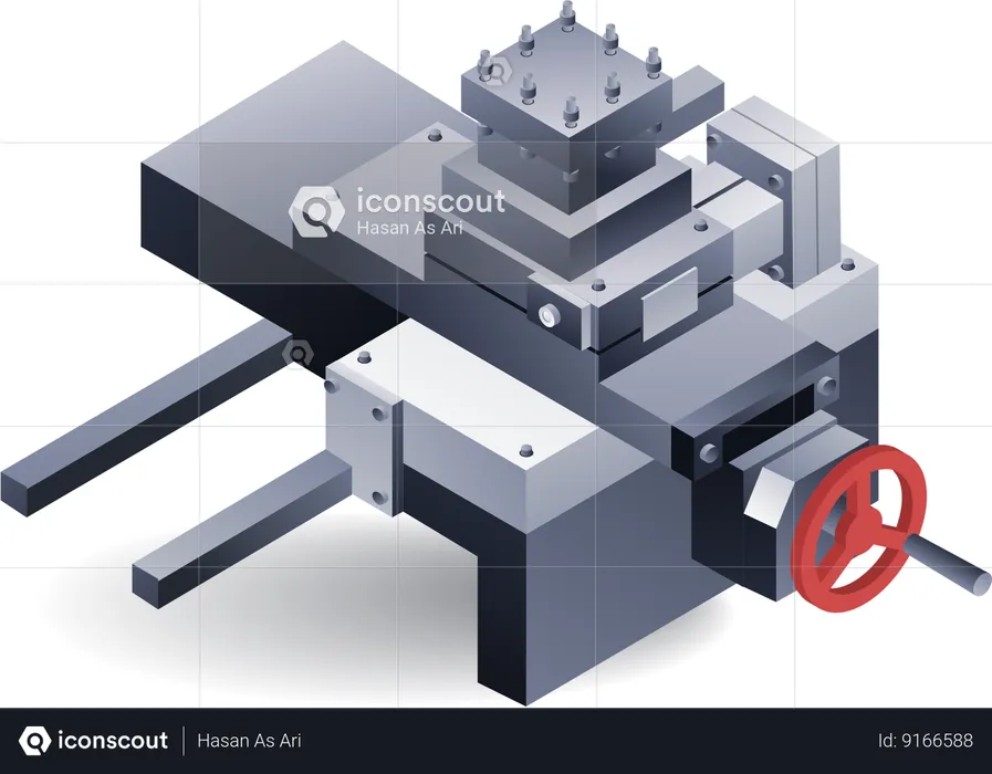 Manual lathe machine part tool post  Illustration