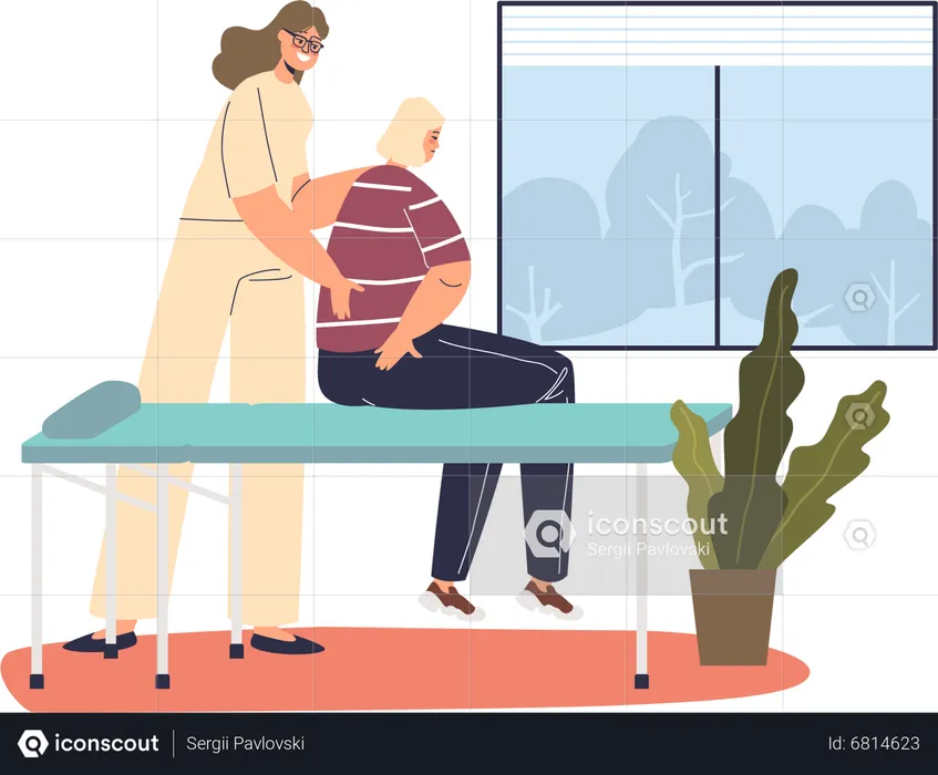 Manual osteopath therapist work on spine and back  Illustration