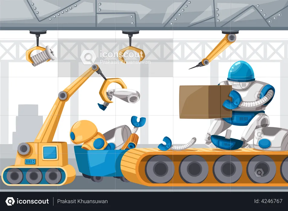 Manufacturing Ai robot Part  Illustration