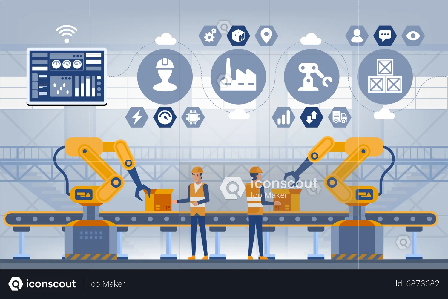 Best Manufacturing Plant Illustration download in PNG & Vector format