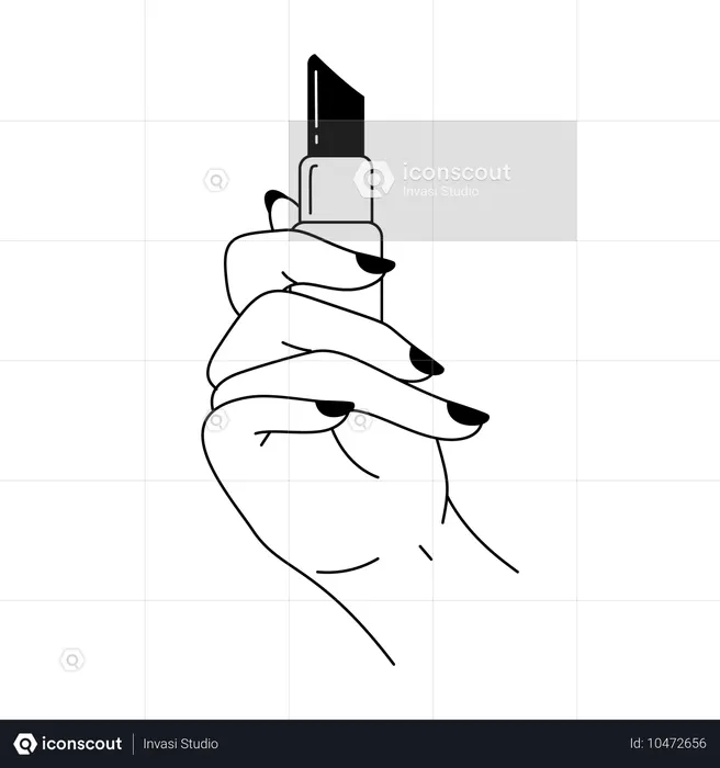 Mão segurando batom  Ilustração