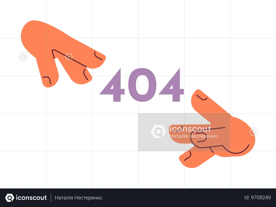 Mãos alcançando o erro 404  Ilustração