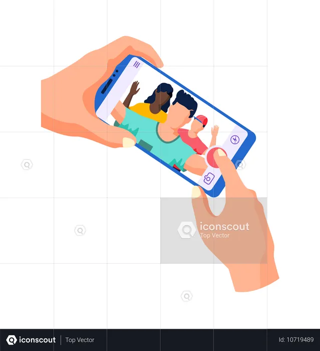 Mãos segurando um smartphone  Ilustração