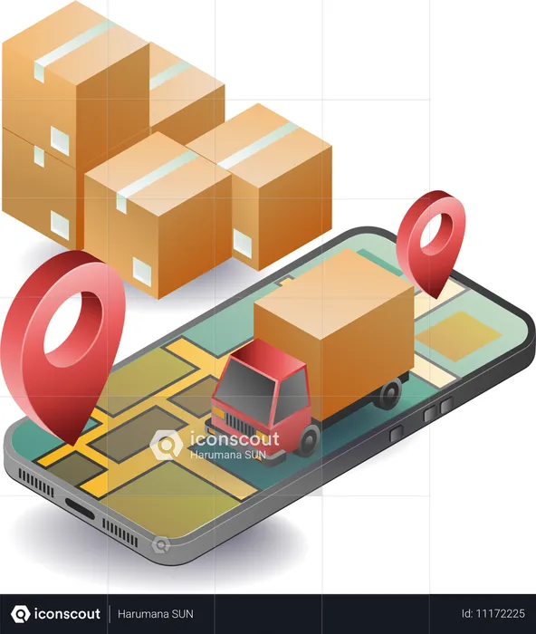 Map of online delivery application  Illustration