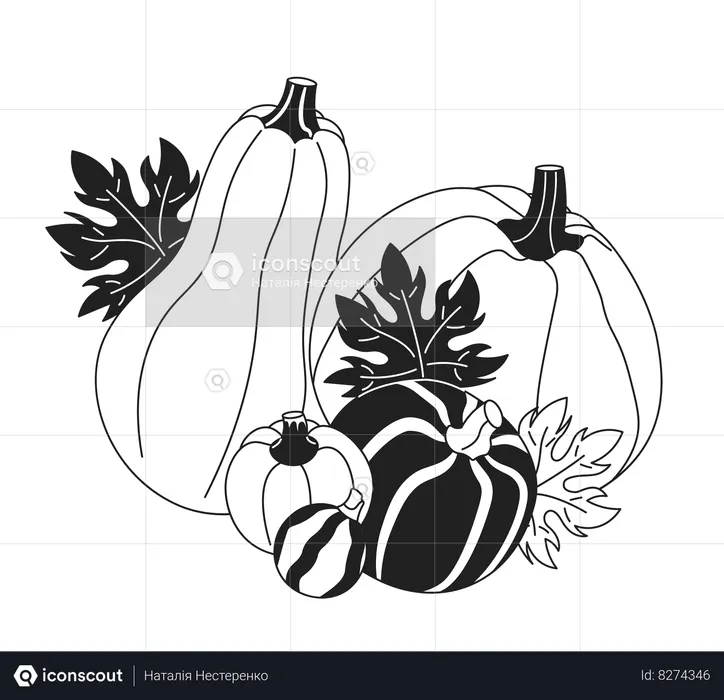Maple leaves pumpkins  Illustration