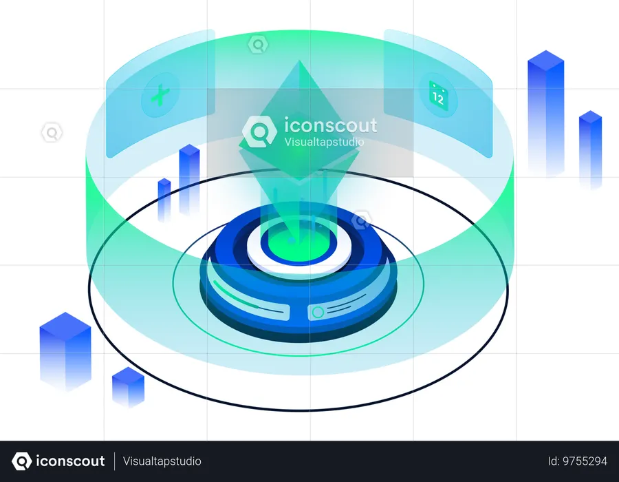 Máquina de moneda criptográfica  Ilustración