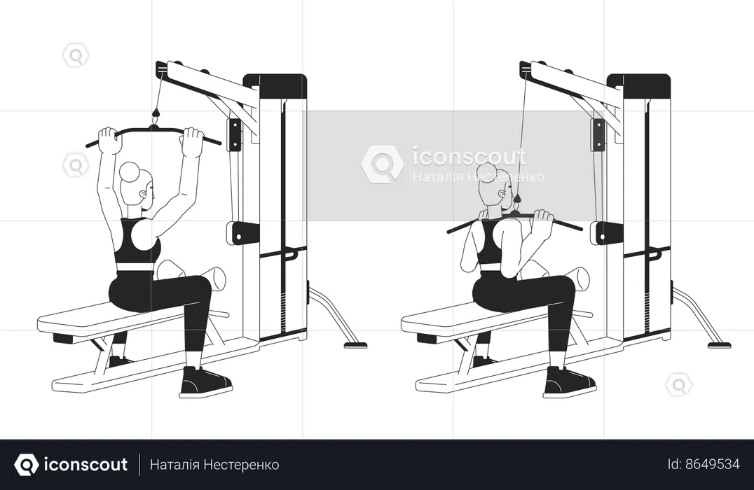 Máquina de pulldown lat  Ilustração