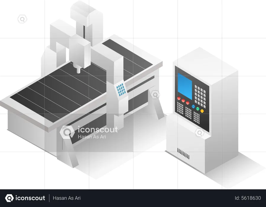 Máquina roteadora CNC  Ilustração