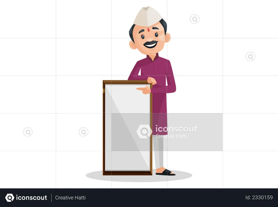 Marathi man is showing an empty board  Illustration