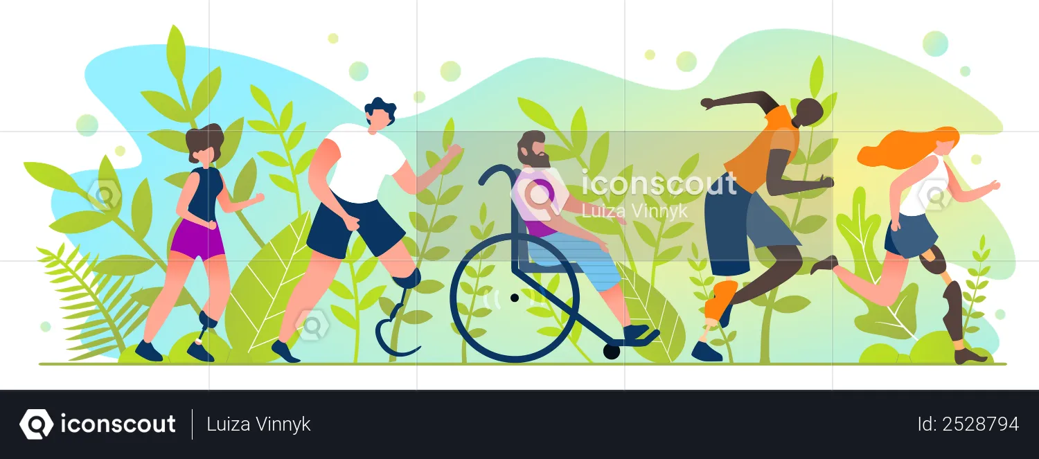 Marathon for People with Disabilities  Illustration