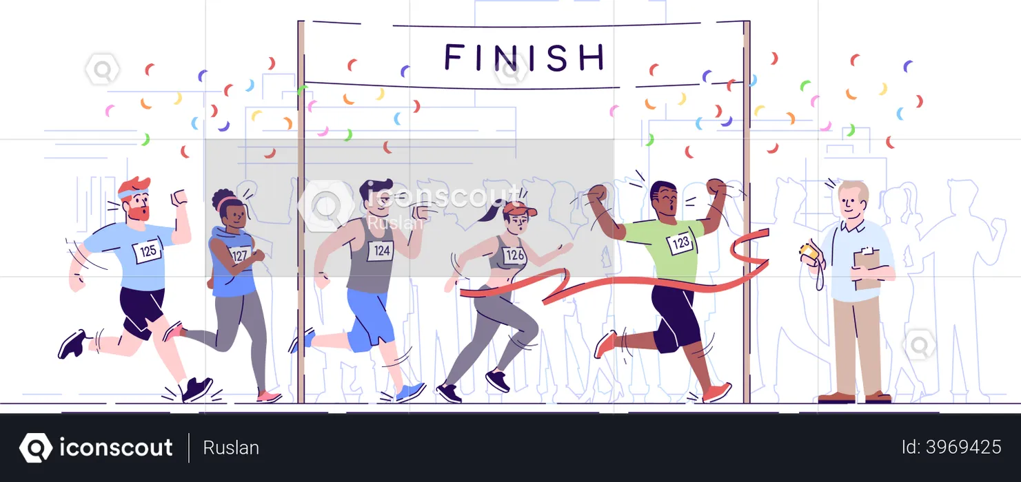 Marathon race finish line  Illustration