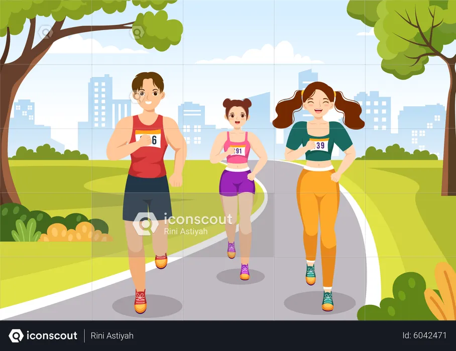 Marathon Race Sport  Illustration