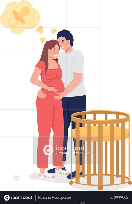 Mari attentionné femme enceinte  Illustration