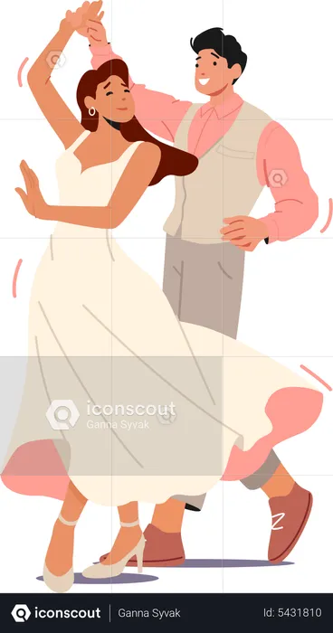 Couples de mariage dansant ensemble  Illustration