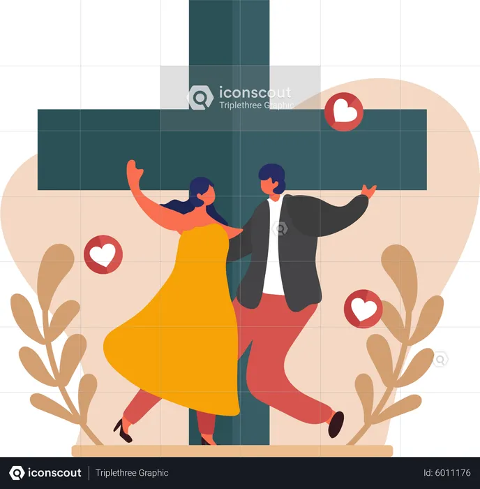 Mariage, couple, danser, ensemble  Illustration