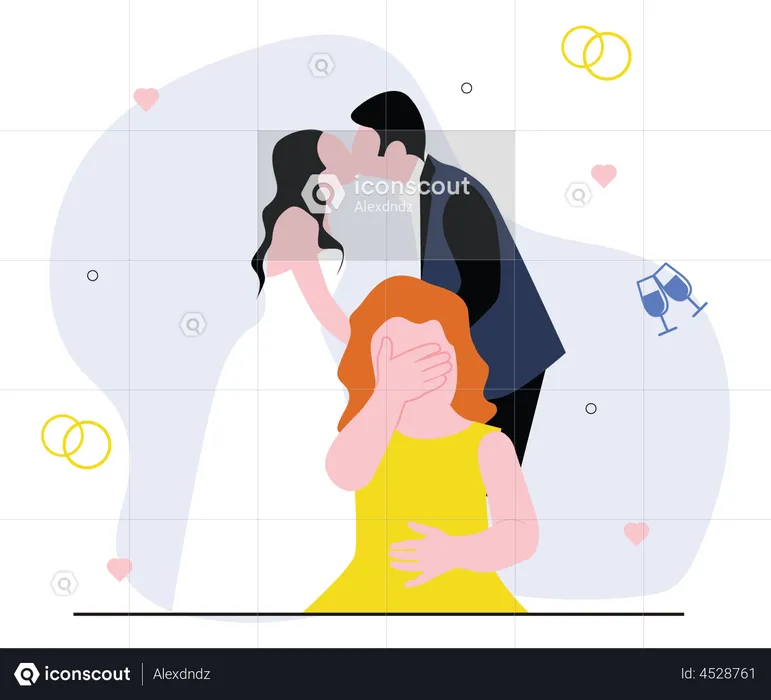 Couples de mariage s'embrassant  Illustration