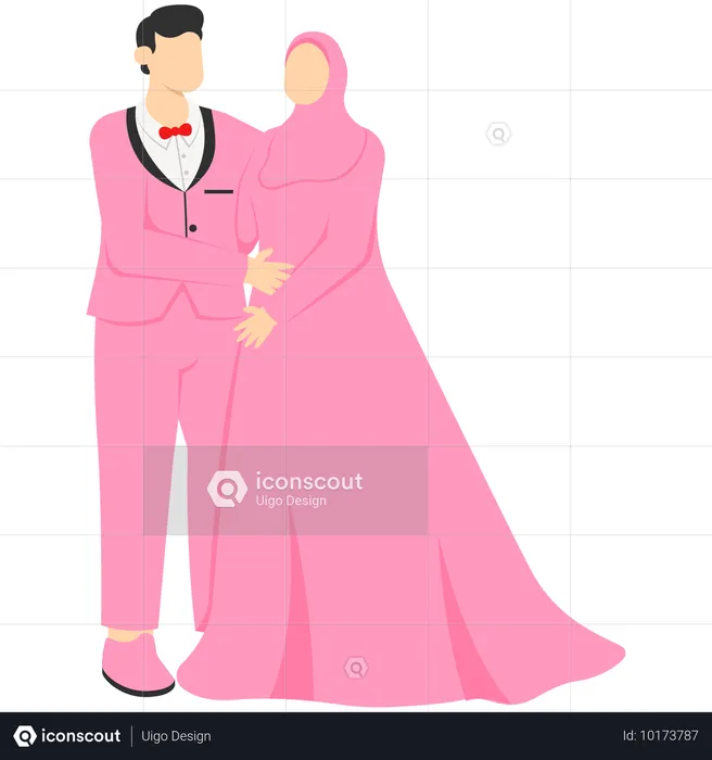 Un couple musulman se fait un câlin  Illustration