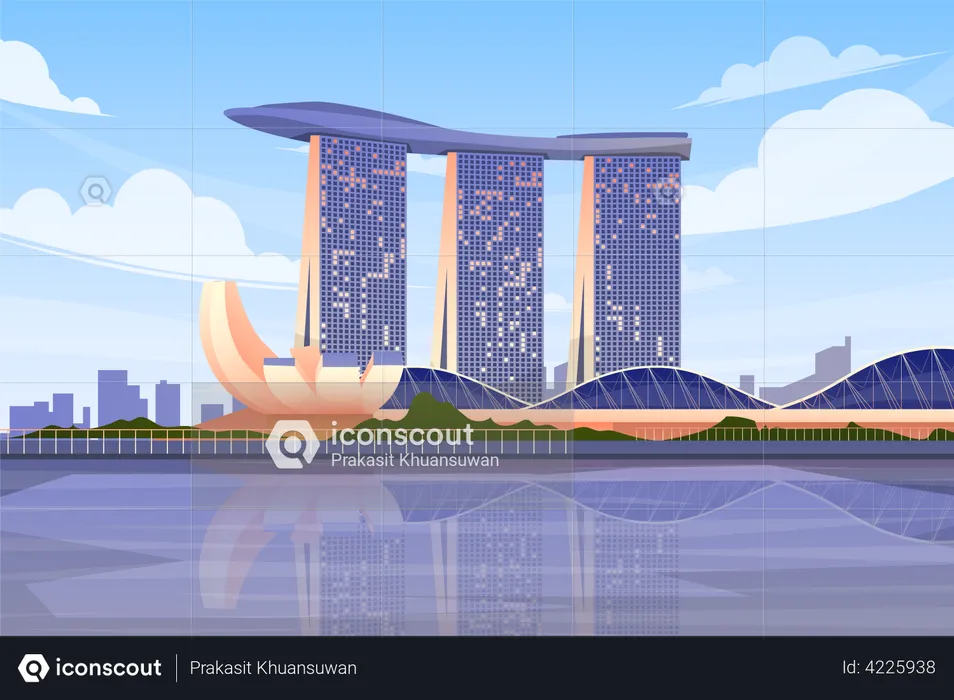 Marina Bay Sands em Singapura  Ilustração