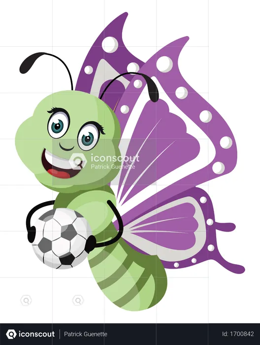 Mariposa con pelota de futbol  Ilustración