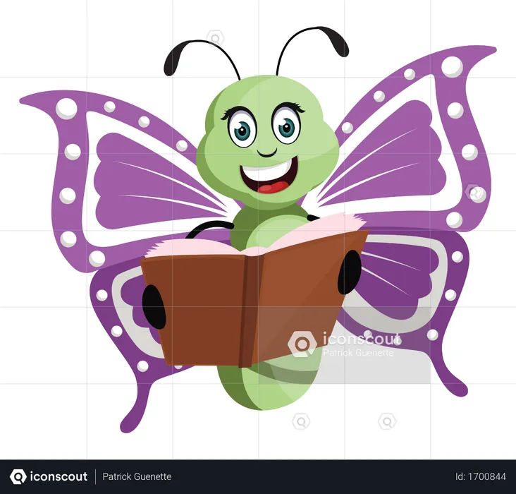 Mariposa con libro  Ilustración