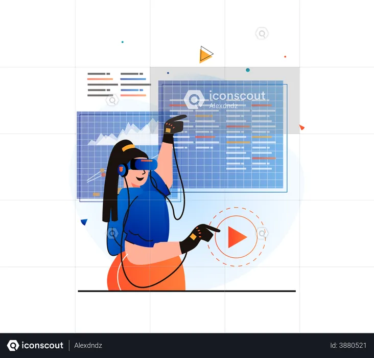 Market analysis using VR headset  Illustration